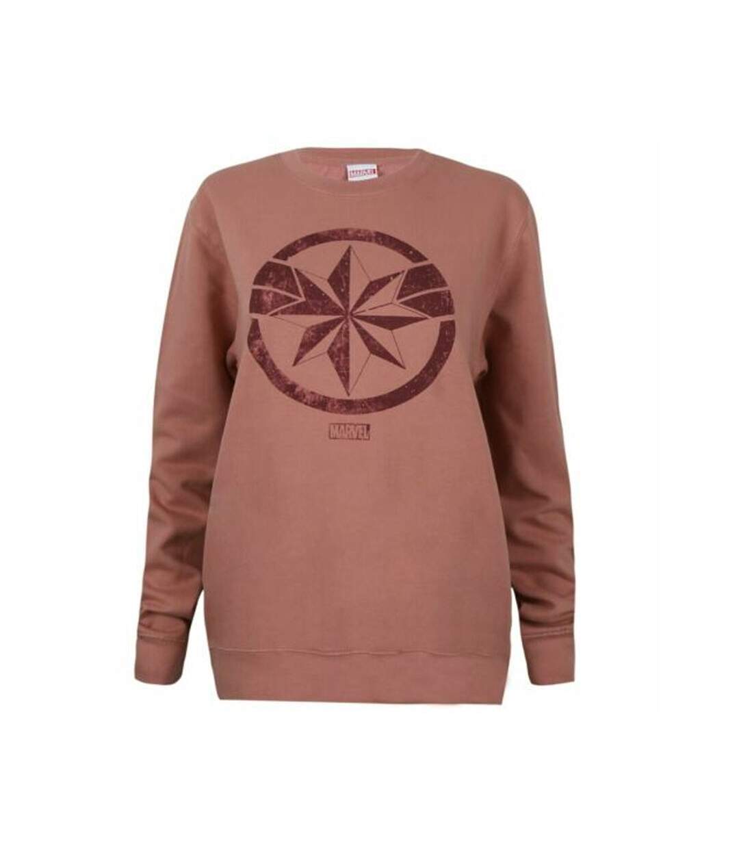 Captain Marvel Womens/Ladies Crew Neck Sweatshirt (Dusky Pink)