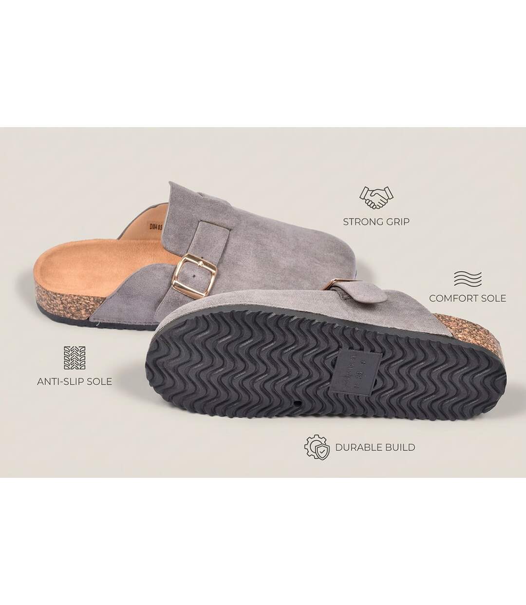 OZABI Sabots femme confort boucle ajustable semelle liège-5