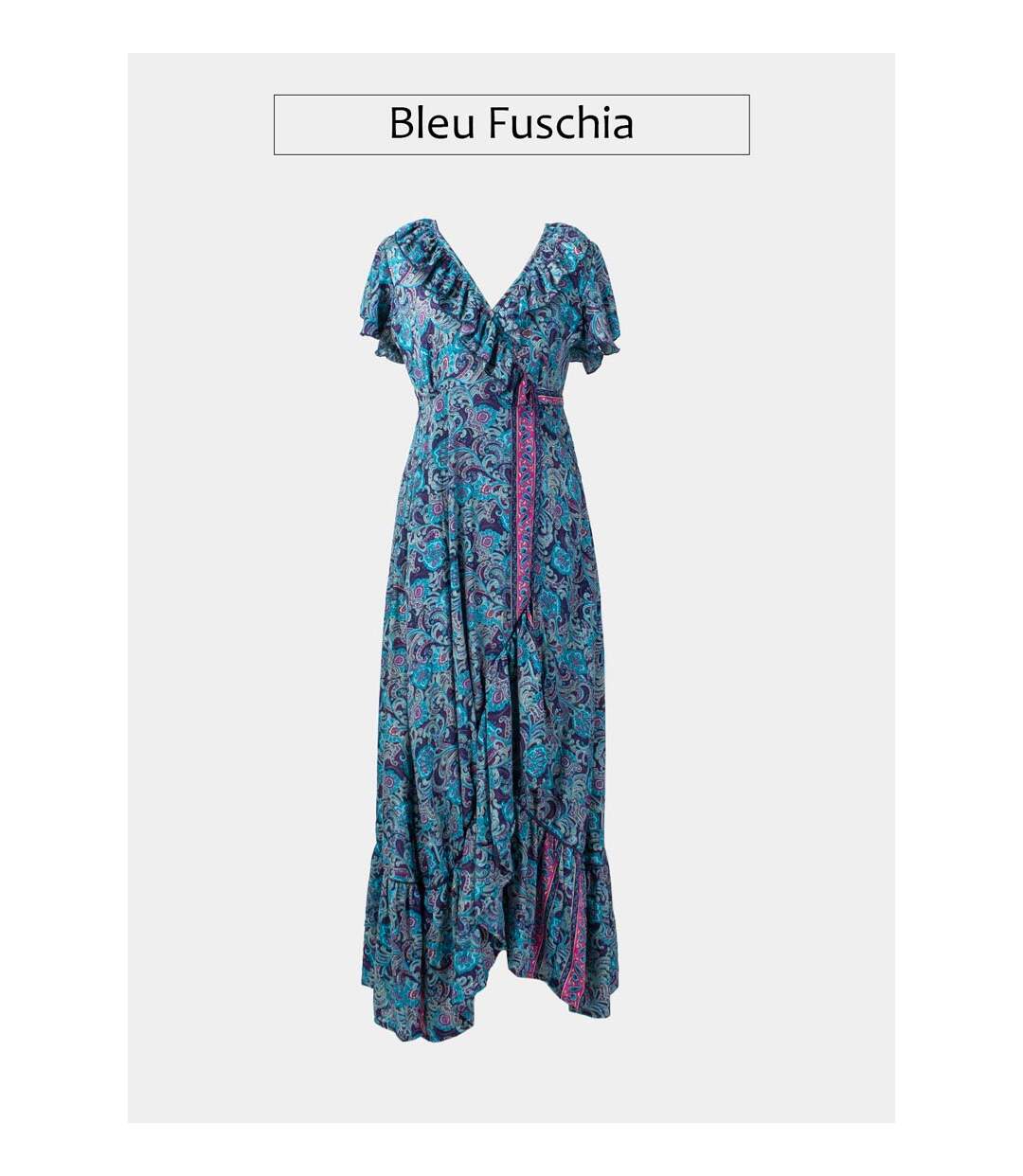 Robe longue bohème ELODY manches papillons Coton Du Monde-1