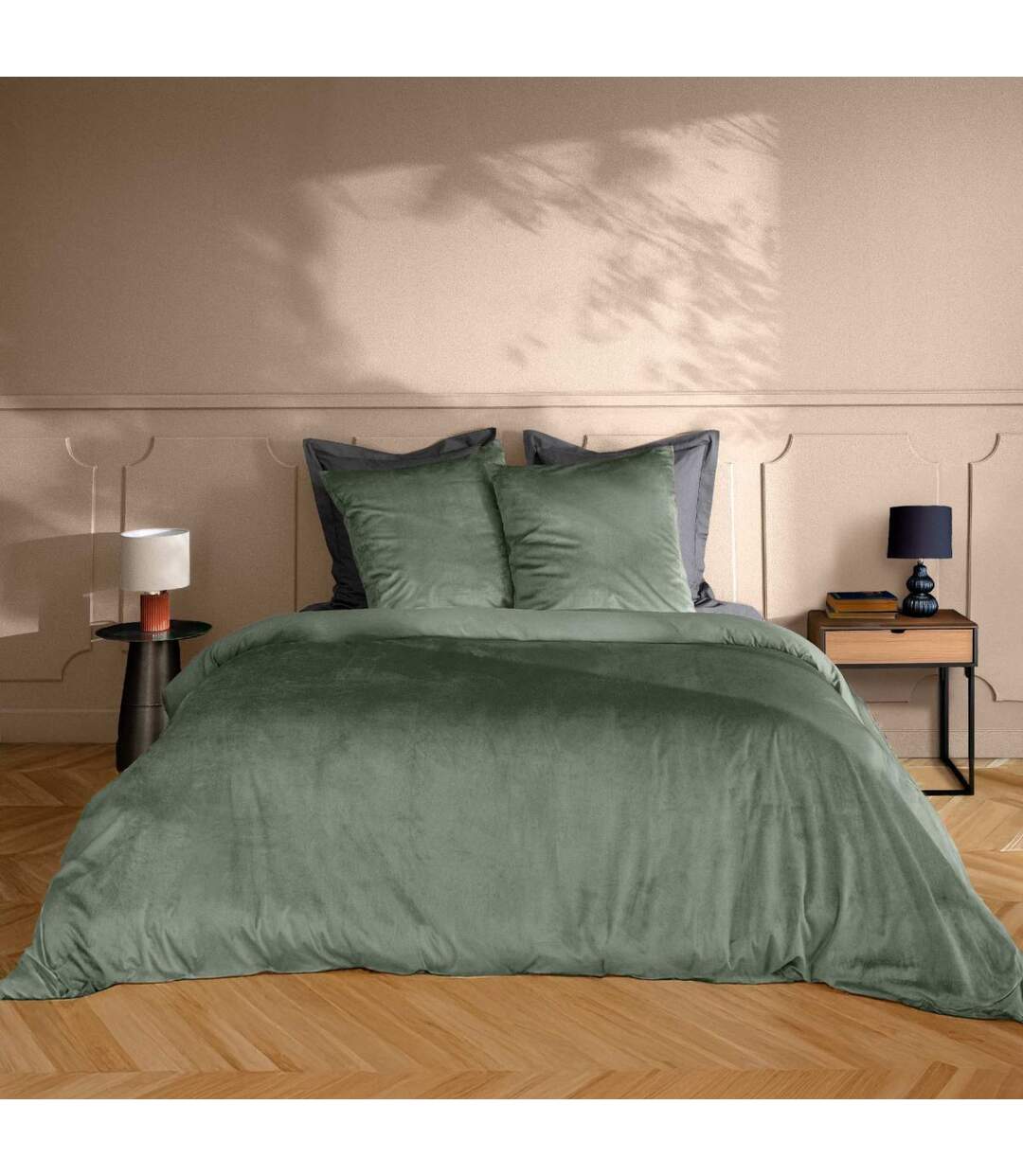 Parure de Lit 3 Pièces Velina 240x220cm Vert Cèdre-1