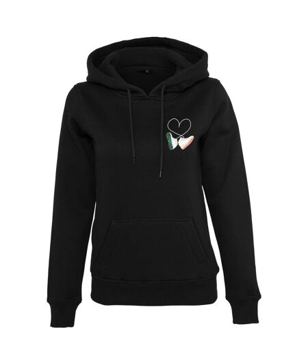 Womens/ladies Damen Kicks Love Embroidered Hoodie Sweat À Capuche Brodé Noir Mister Tee