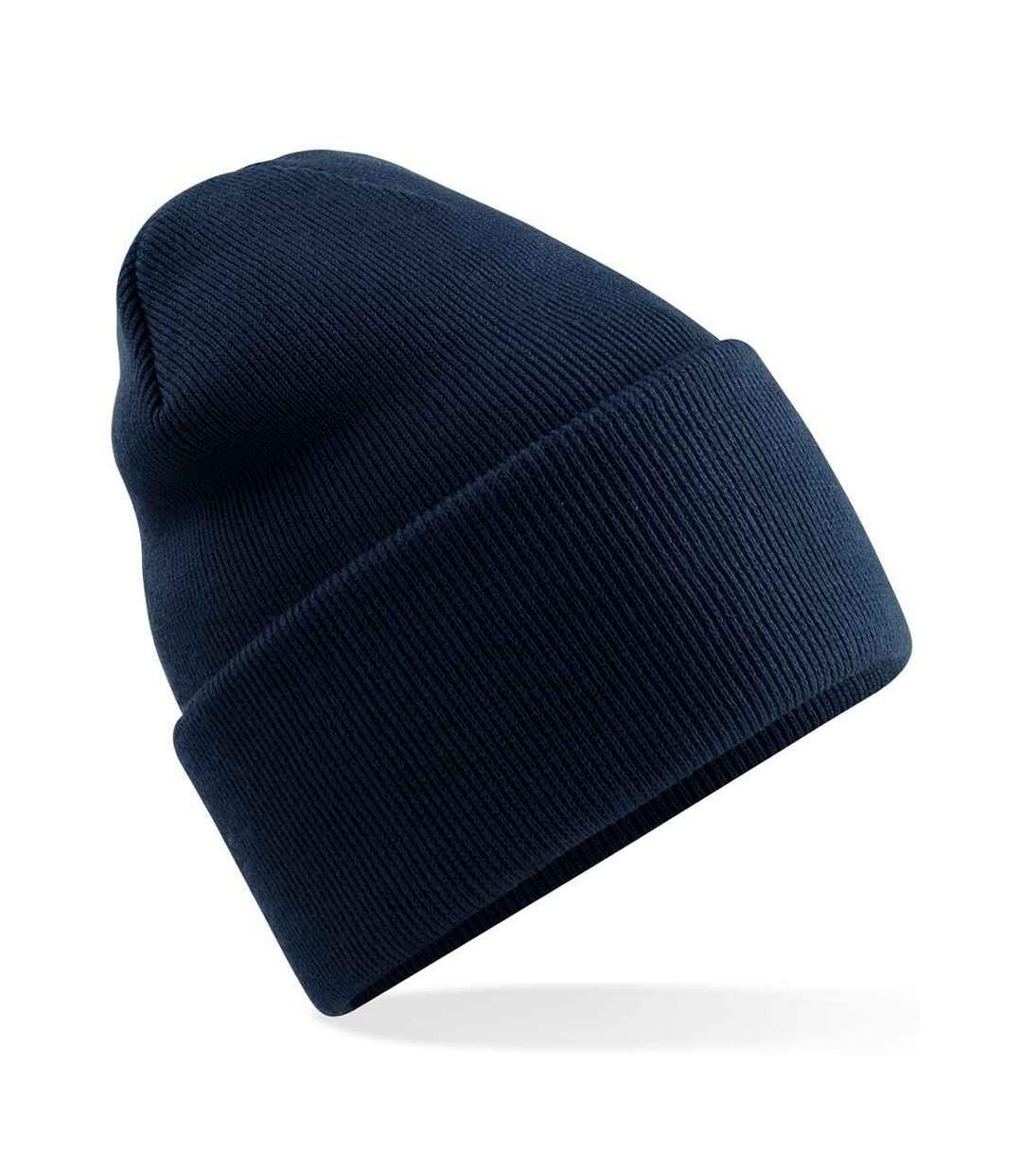 Unisex adult original recycled deep cuffed beanie french navy Beechfield-1
