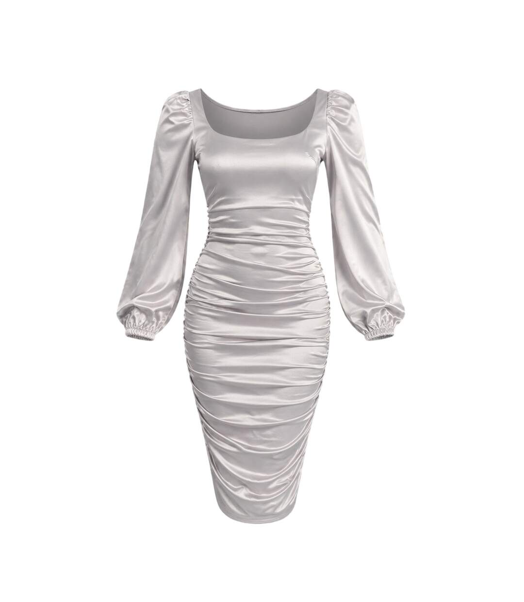 Robe Mi-longue Motif/style Ruché Femme Blanc Cassé AX Paris-2
