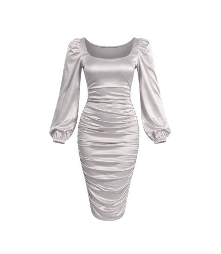Robe Mi-longue Motif/style Ruché Femme Blanc Cassé AX Paris