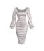 Robe Mi-longue Motif/style Ruché Femme Blanc Cassé AX Paris-2