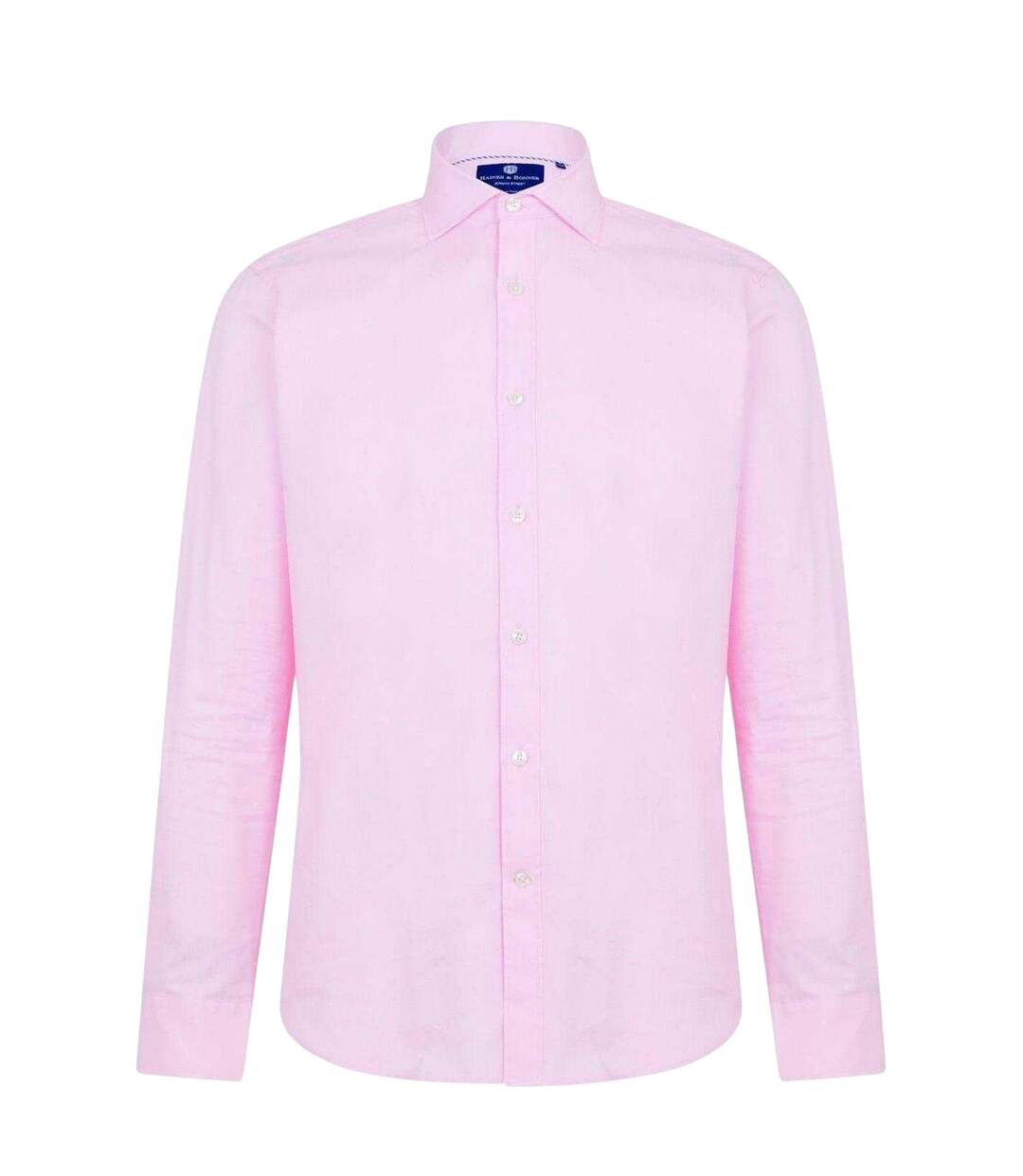 Mens Cotton Twill Long-sleeved Shirt Pink Haines And Bonner-2