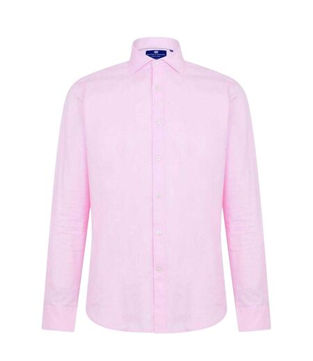 Mens Cotton Twill Long-sleeved Shirt Pink Haines And Bonner