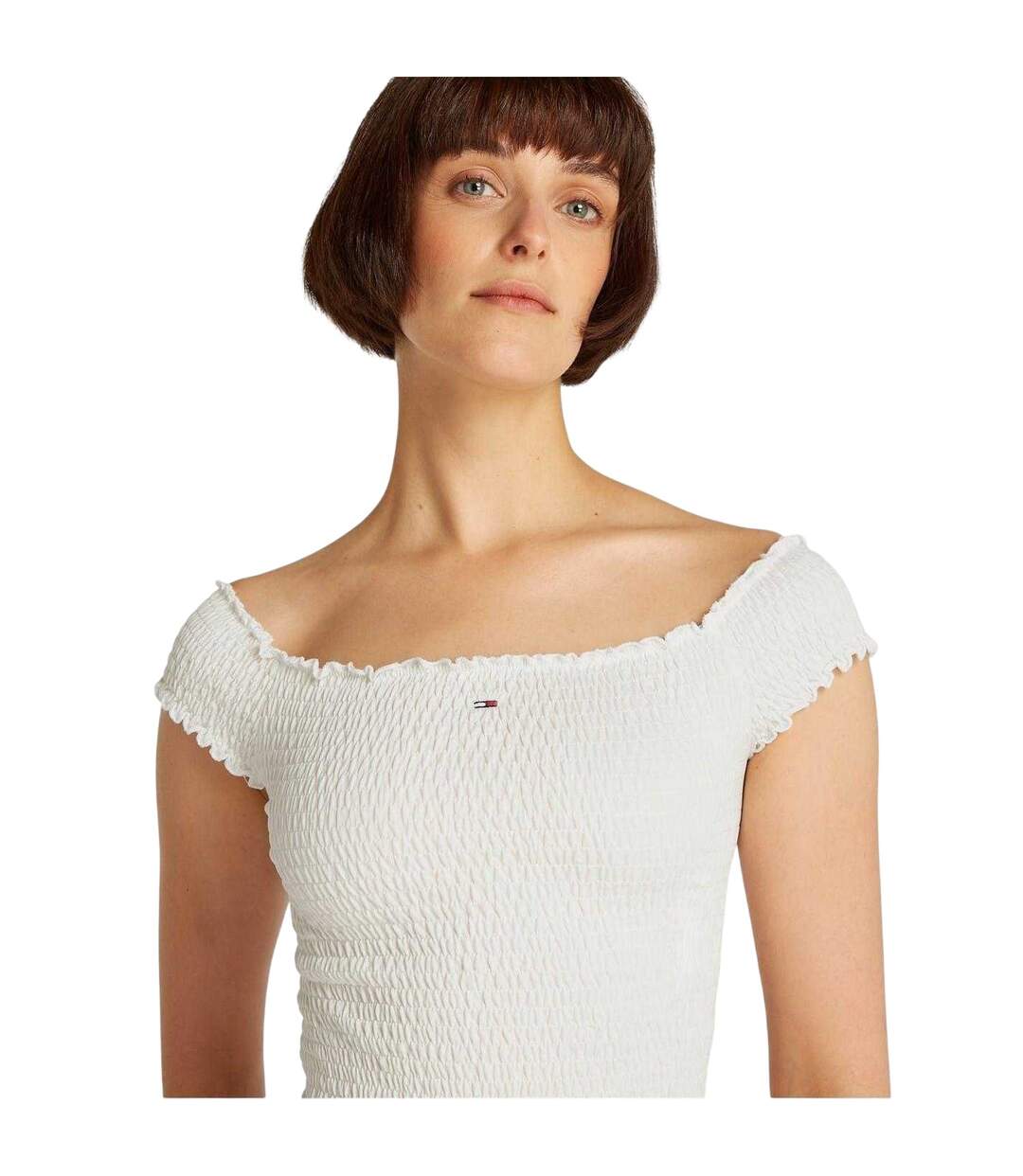 Haut À Smocks Motif/style Mini Logo Femme Écru Tommy Jeans-4