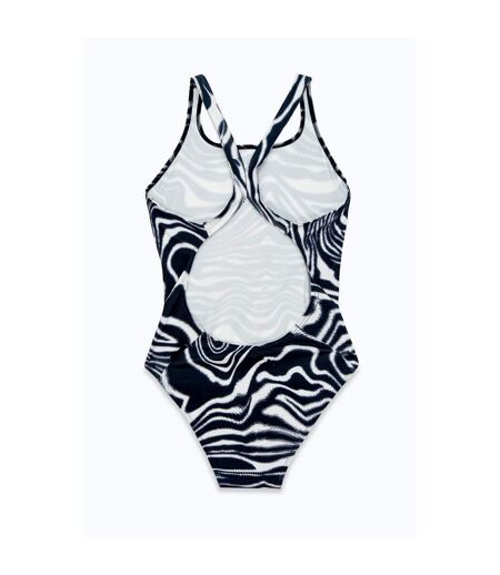 Hype Womens/Ladies Wave One Piece Bathing Suit (Black/White) - UTHY7290