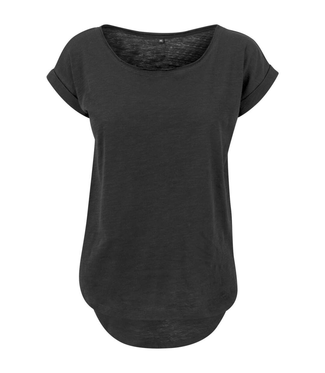 T-shirt manches courtes long décontracté - femme - BY036 - noir-2