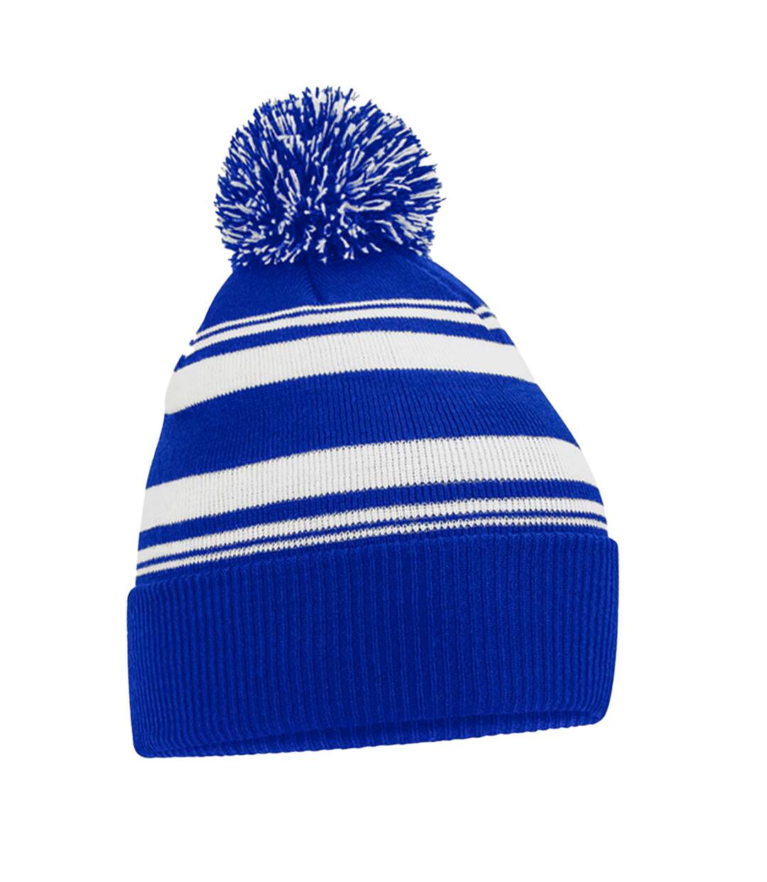 Bonnet Motif/style Rayé Fan Bleu Roi Vif Blanc Beechfield-1
