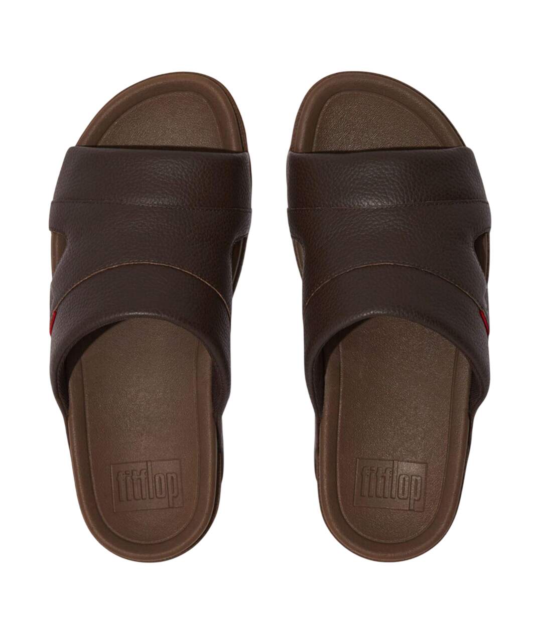 Mens Freeway Leather Pool Sliders Brown Fit Flop-3