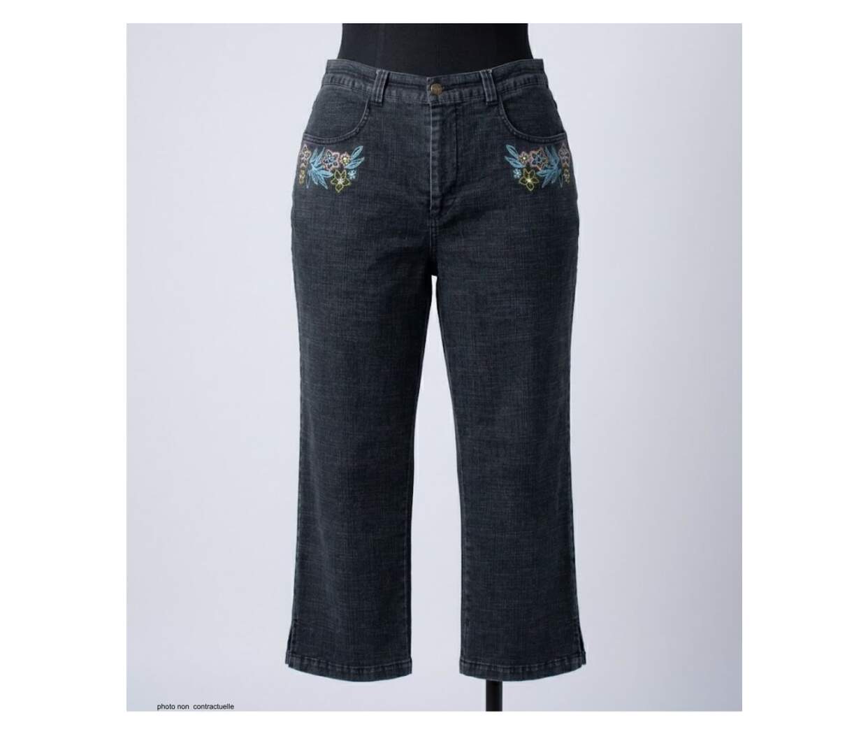 MAYFLOWER SE1103 : Pantacourt fantaisie stone washed stretch pour un confort estival absolu-3