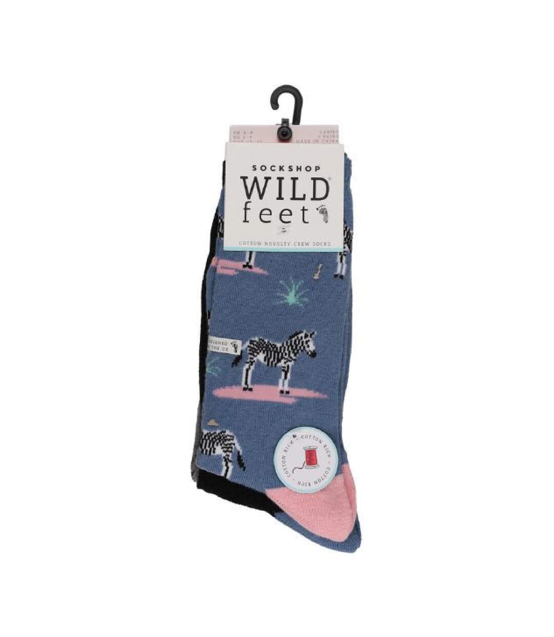 Wild Feet - 3 Paires Chaussettes Fantaisie Humour Femme Animaux Coton Couleur-2