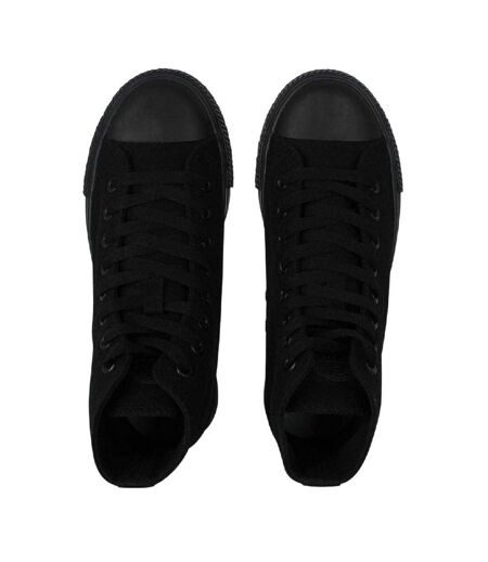 Womens/ladies Canvas High-top Platform High Top Trainers Black SoulCal