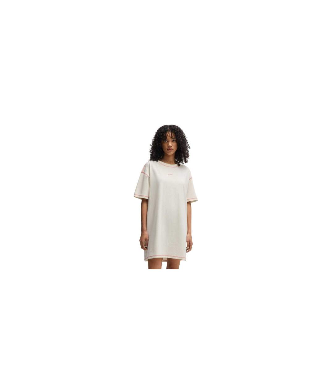 Robe T-shirt Motif/style Logo Contrasté Femme Blanc Cassé Hugo-1