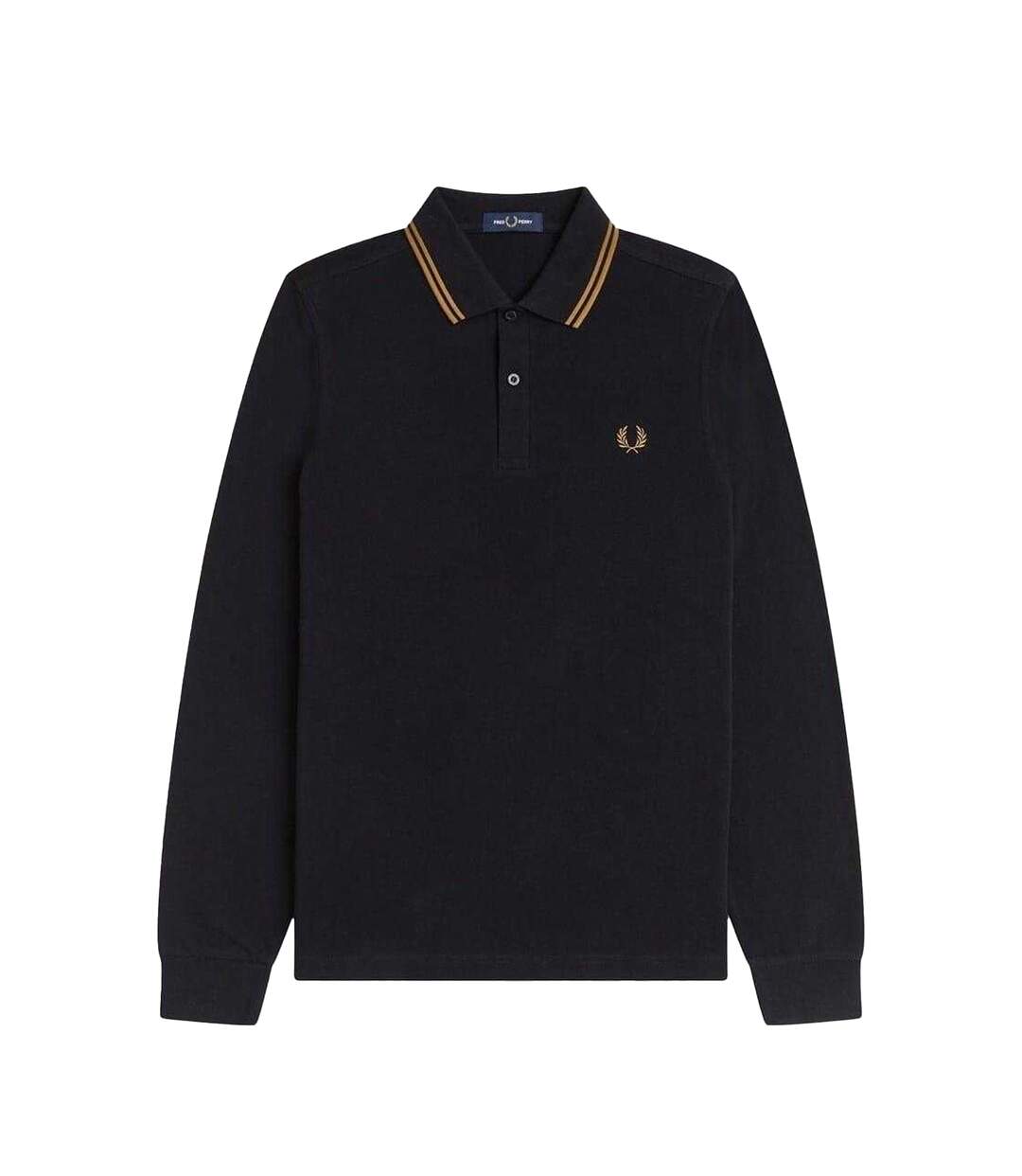 Mens Long-sleeved Polo Shirt Black Fred Perry-2