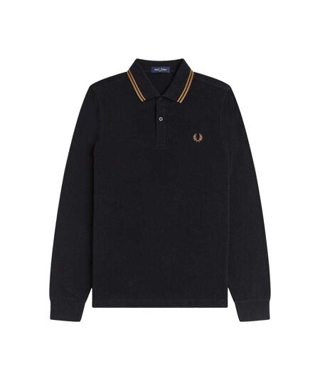 Mens Long-sleeved Polo Shirt Black Fred Perry