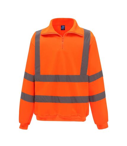 Yoko Mens Hi-Vis Quarter Zip Sweatshirt (Orange) - UTBC5466