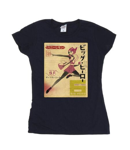 Disney - T-shirt BIG HERO BAYMAX HONEY LEMON NEWSPAPER - Femme (Bleu marine) - UTBI13109