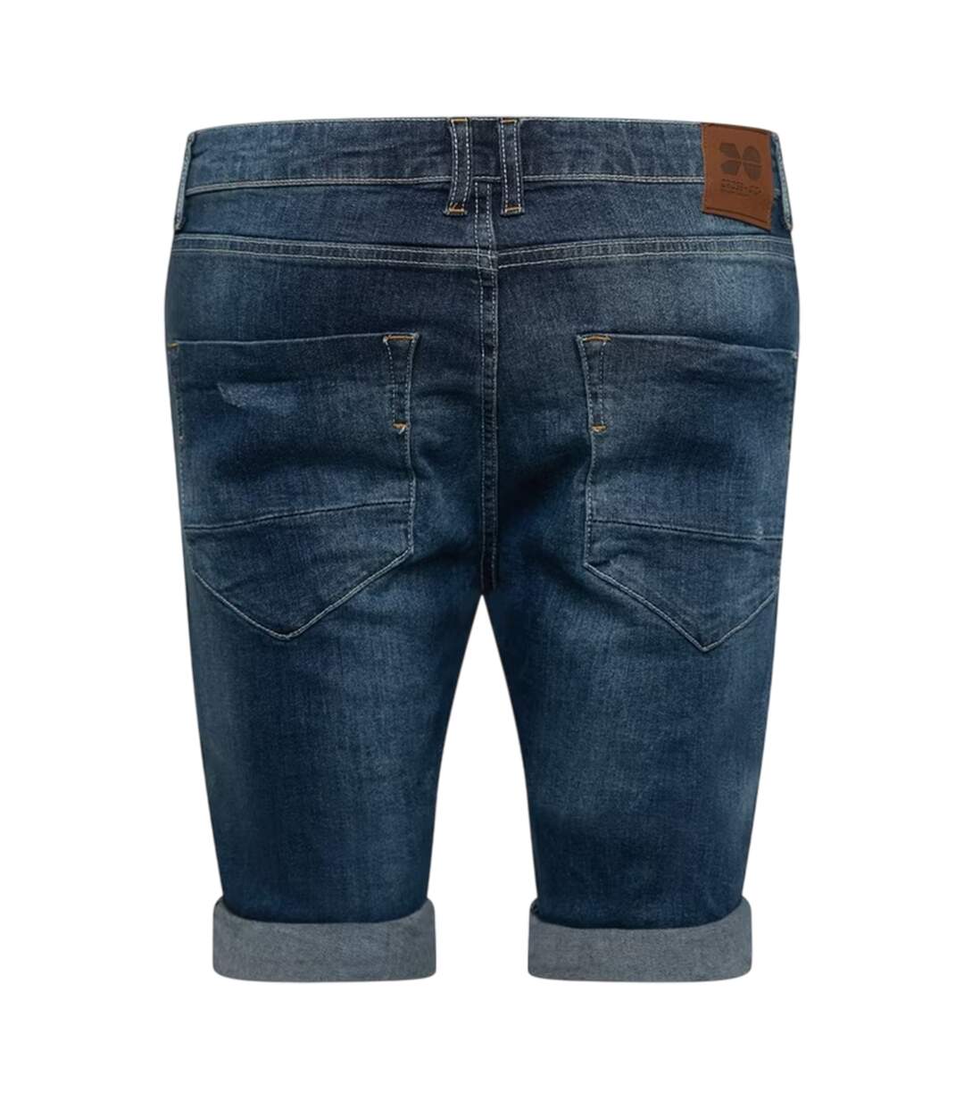 Mens Riptrey Denim Ripped Shorts Mid Wash Crosshatch-2