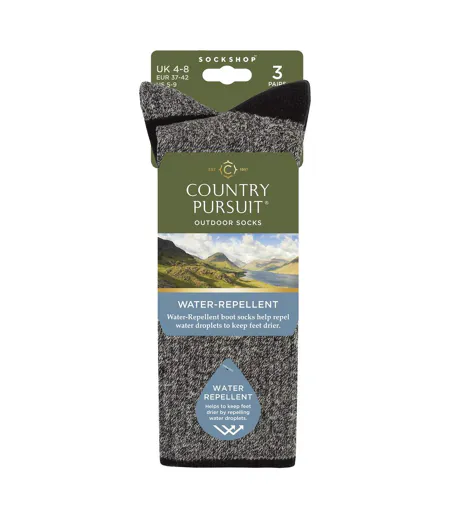 3 Pairs Ladies Water Repellent Midweight Outdoor Socks for Hiking & Walking