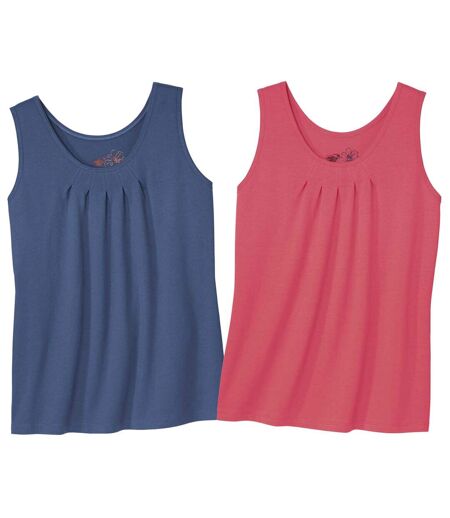 Pack of 2 Women's Summer Vests - Blue Coral