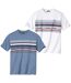Pack of 2 Men's Casual T-Shirts - Blue White 