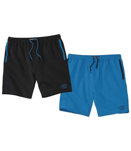 Pack of 2 Men's Sports Shorts - Blue Black