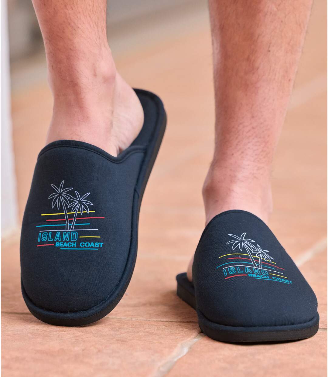 Men's Navy Summer Island Slippers-2