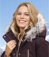 Women's Full Zip Plum Parka - Faux Fur Hood Atlas For Men