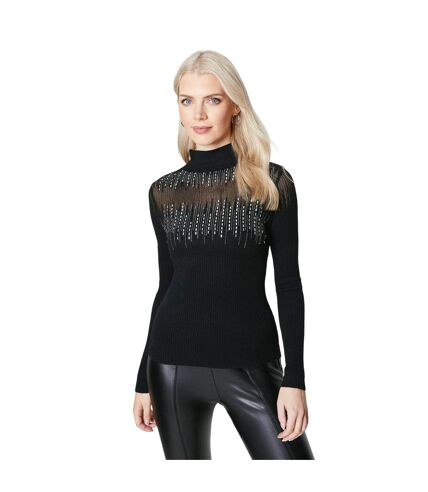 Principles Womens/Ladies Hotfix Mesh Funnel Neck Sweater (Black)