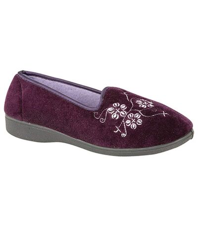 Zedzzz Womens/Ladies Jenny Embroidered Slippers (Purple) - UTDF1318