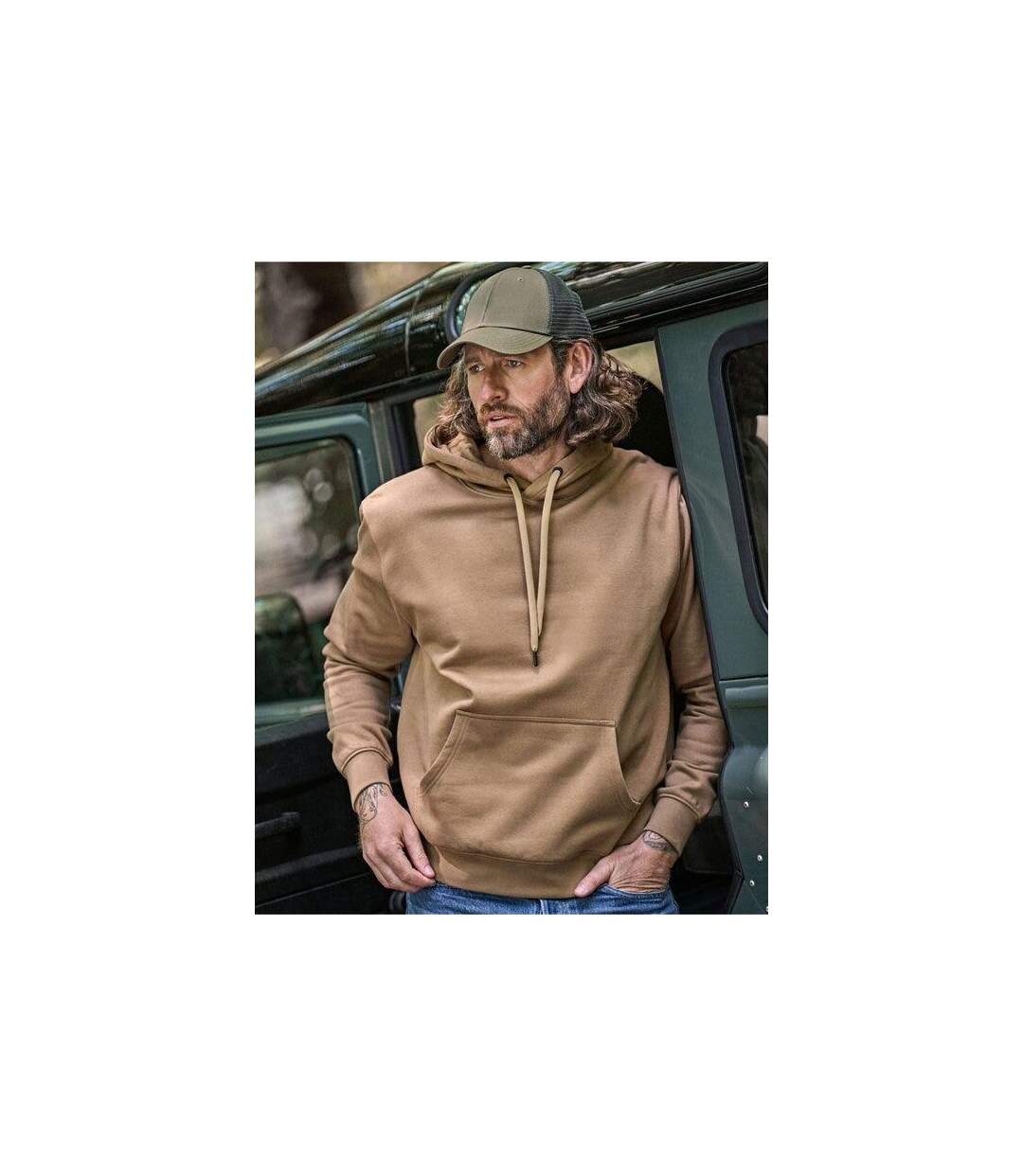 Mens Hooded Cotton Blend Sweatshirt Sage Tee Jays-1