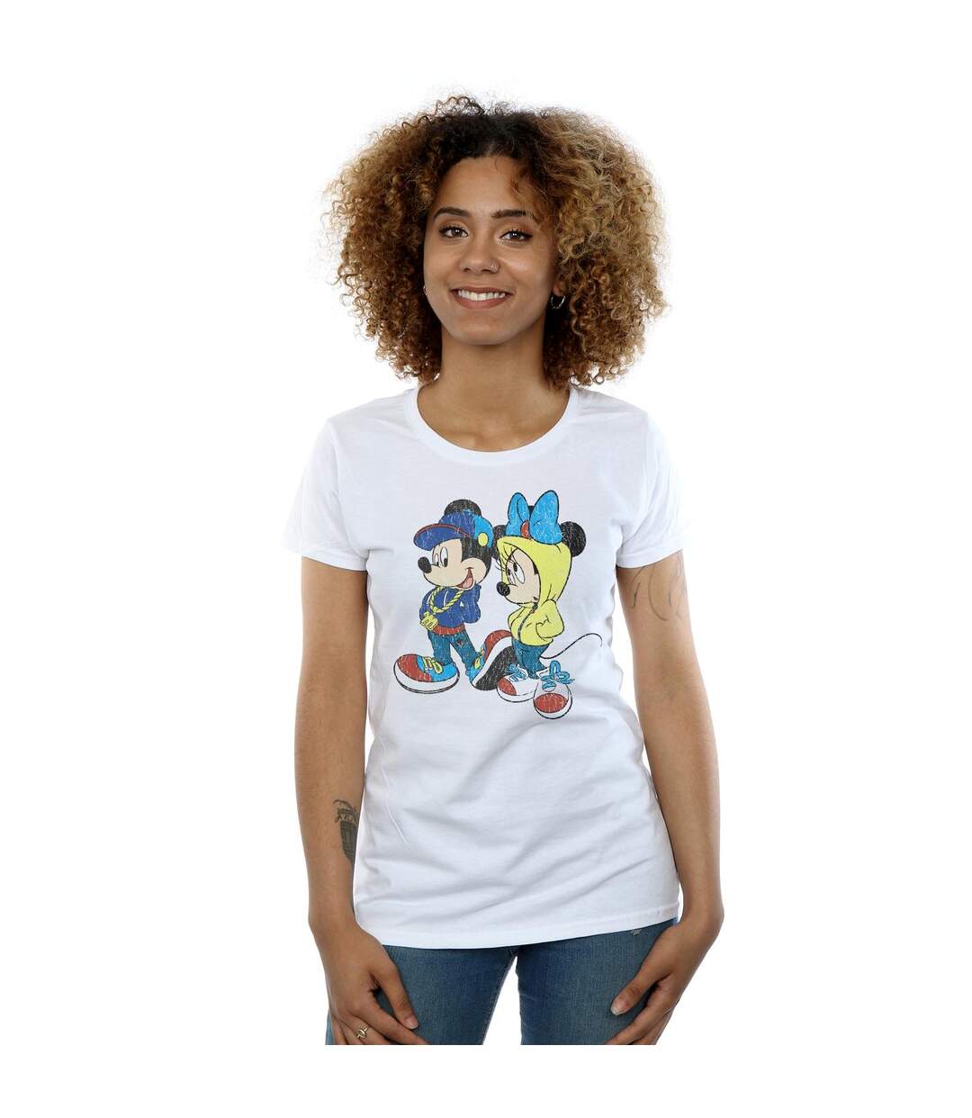 Disney T-shirt en coton Mickey et Minnie Mouse Pose - Femmes/Ladies (Blanc) - UTBI33106-2
