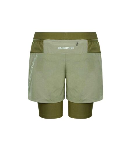 Mens Performance 2 In 1 Running Shorts Olive Karrimor