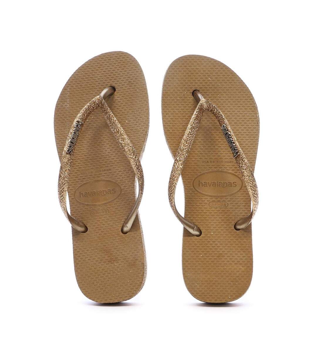 Tongs marron/doré femme havaianas slim platform sparkle-3