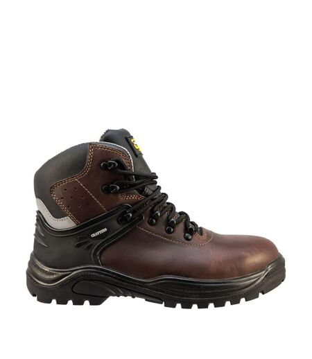 Grafters Mens Transporter Padded Ankle Mid Safety Boots (Dark Brown) - UTDF1309