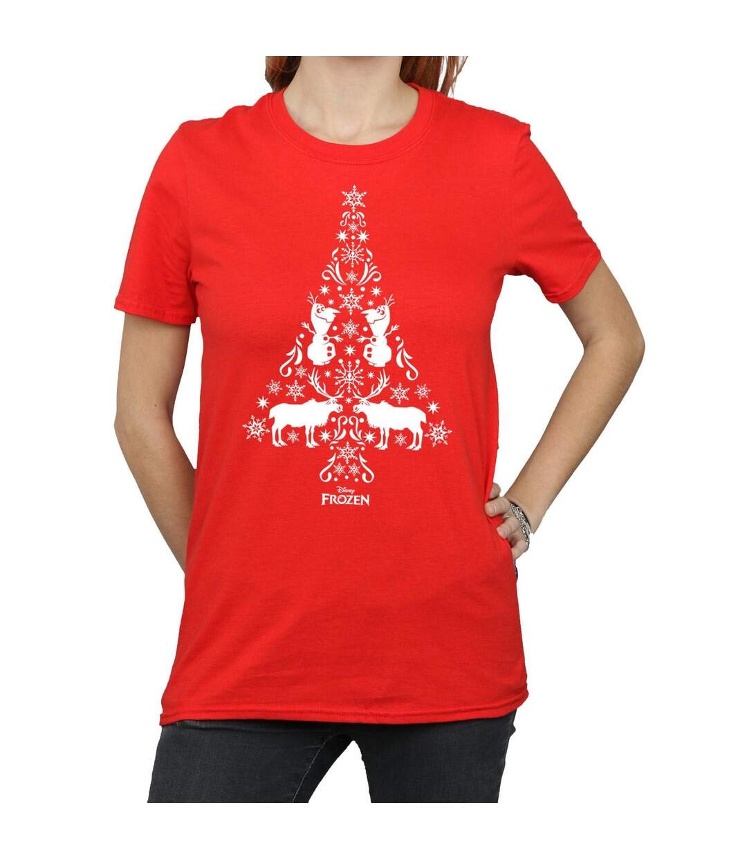 Disney - T-shirt FROZEN CHRISTMAS TREE - Femme (Rouge) - UTBI24687-3
