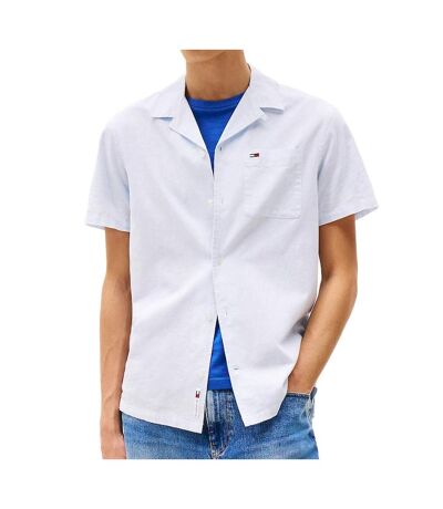 Chemisette bleu clair homme tommy hilfiger linen blend camp-aruba - l