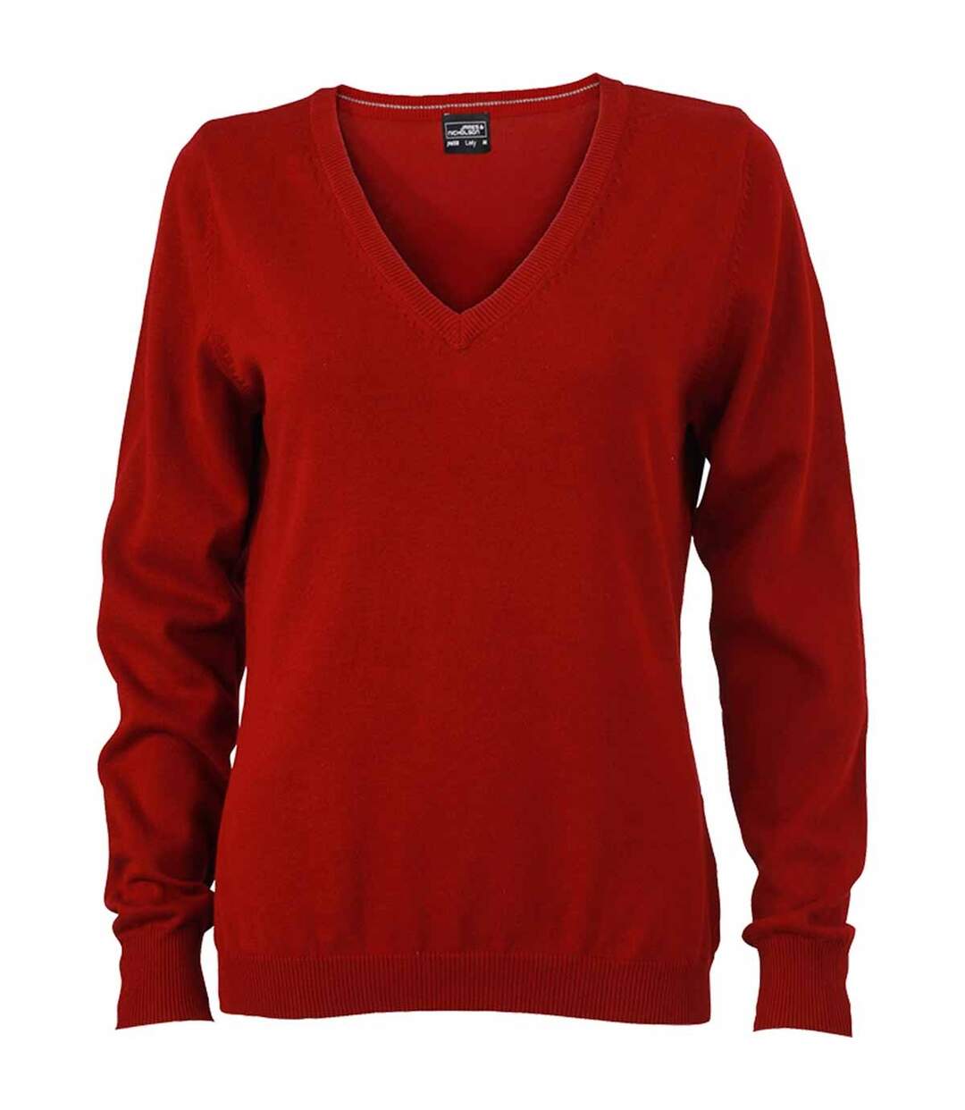 Pull classique col V - FEMME - JN658 - rouge bordeaux-1