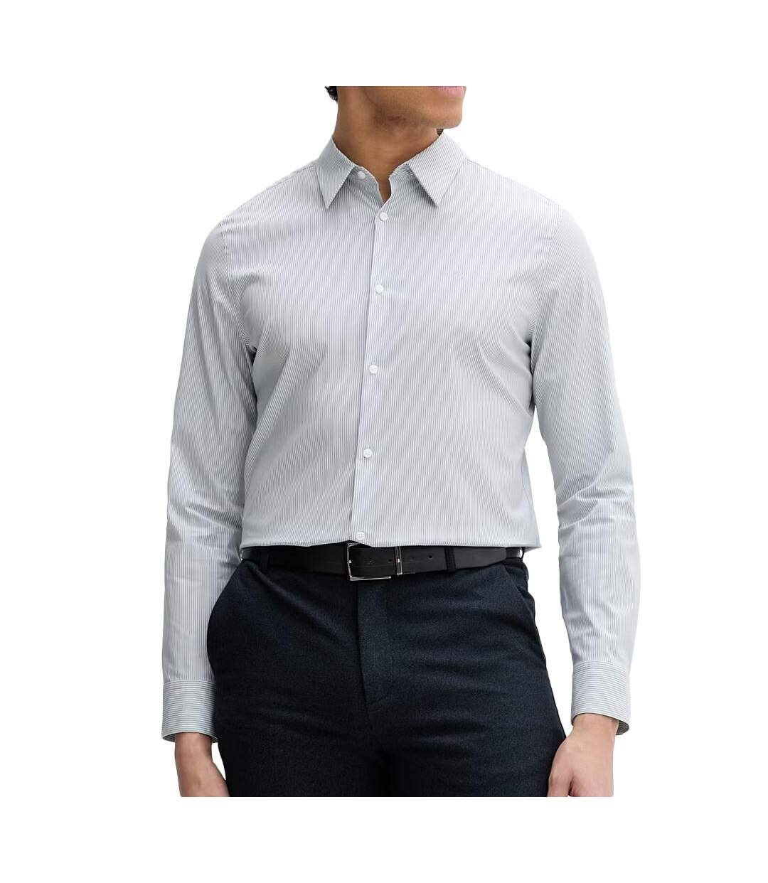 Chemise rayures slim bleu clair homme calvin klein jeans stripe stret-1