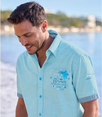 Men's Tropical Bay Slub Shirt - Turquoise
