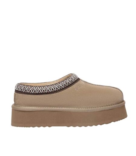 Womens/ladies Wonga Leather Slippers Sand EverAu