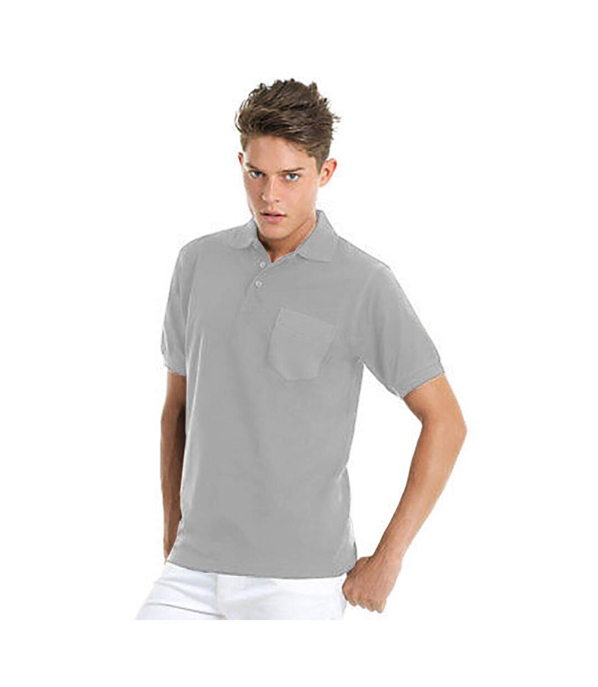 B&C Safran - Polo à manches courtes avec poche - Homme (Cendre) - UTRW3512