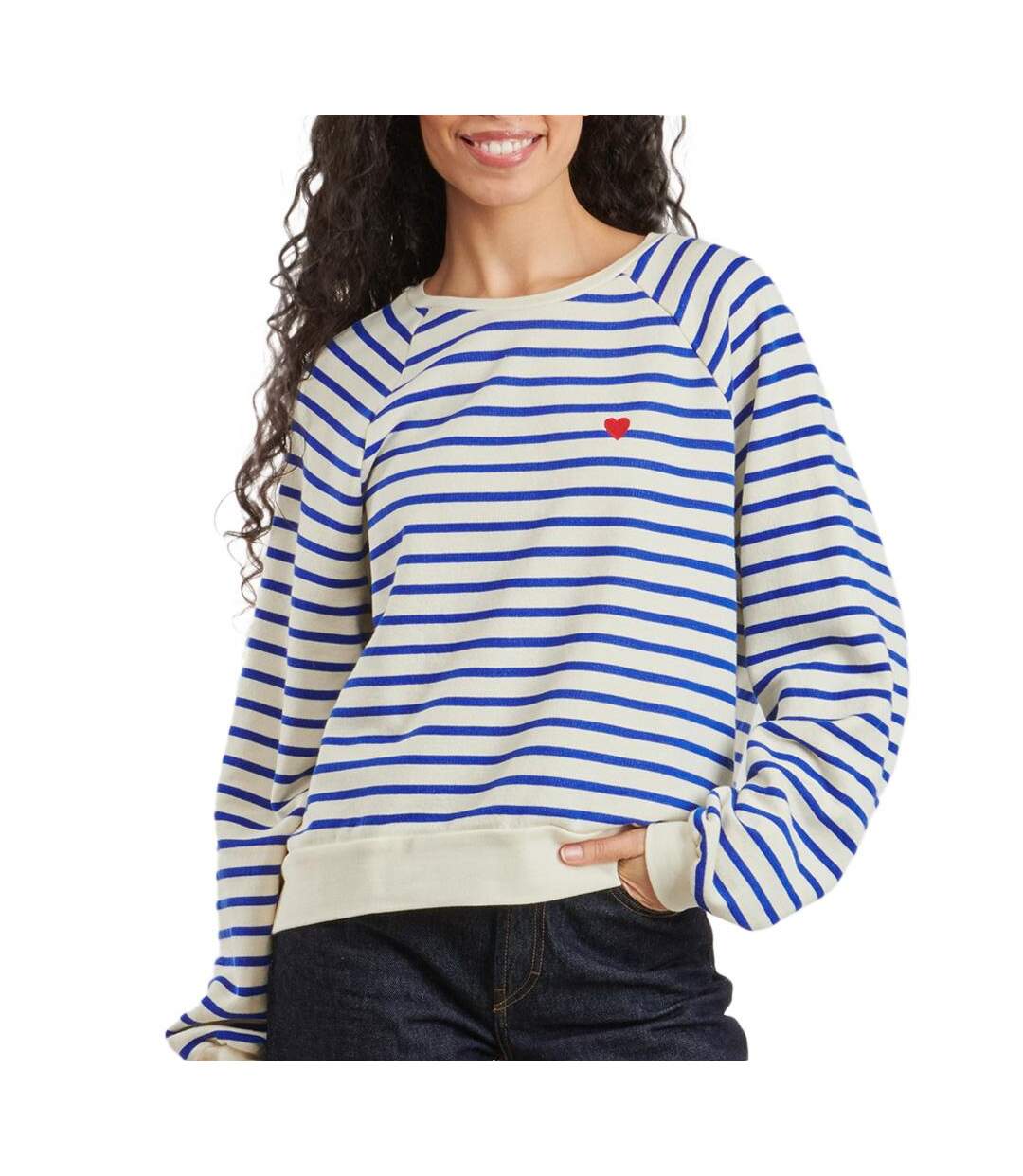 Sweat marinière bleu/beige femme pieces greta - l-1