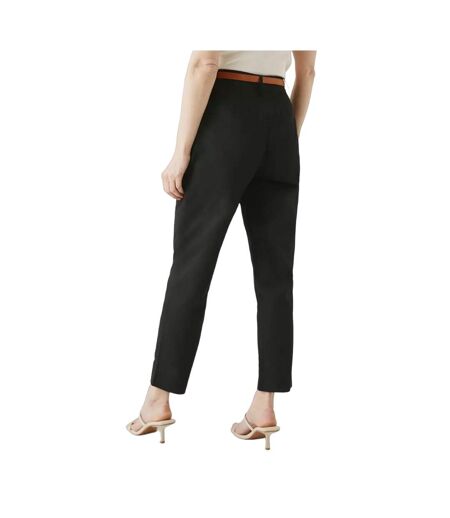 Womens/ladies belted belt slim trousers black Maine