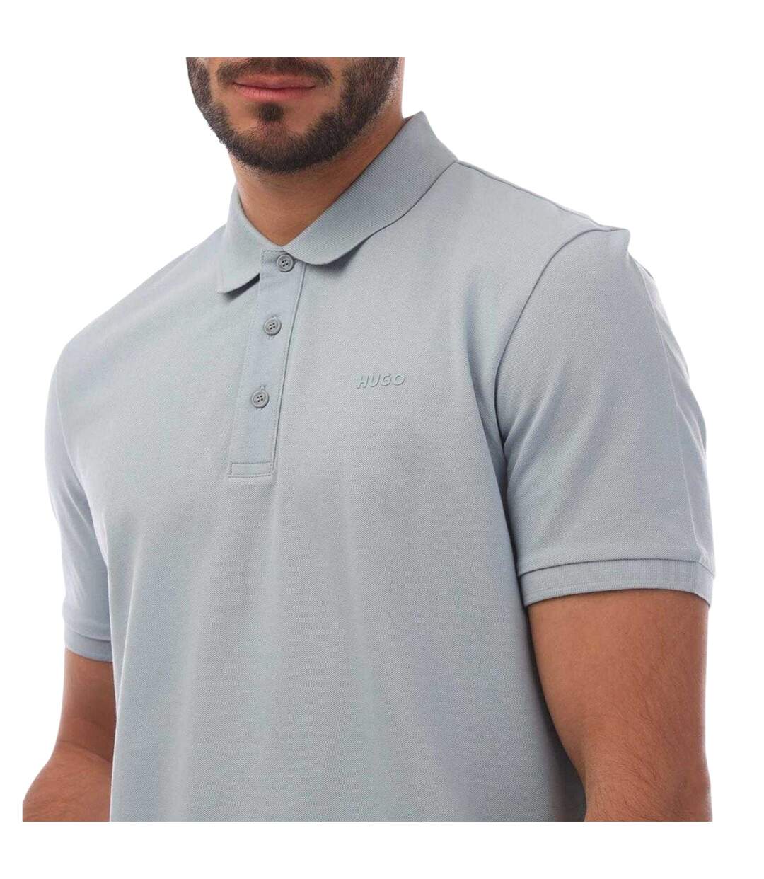 Mens Logo Pique Polo Shirt Blue Hugo-4