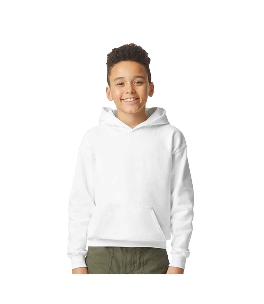 Sweat à capuche softstyle enfant blanc Gildan-1