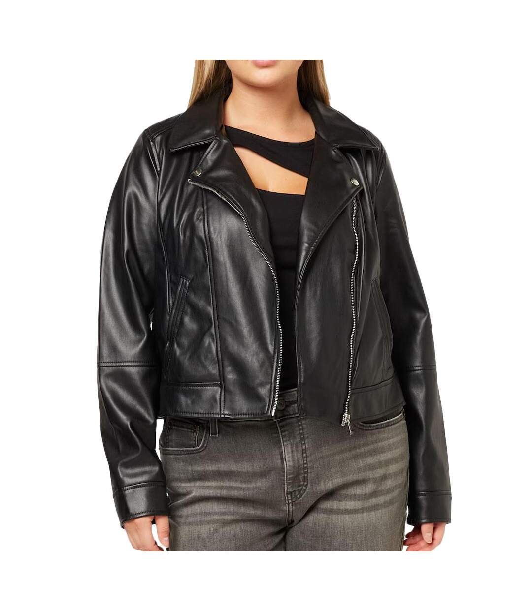 Veste Simili Cuir Noire Femme Vero Moda Curve Bellaanna - 44